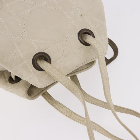 Christian Dior Purse Lady Dior Hand Bag Leather Ivory Auth 183372