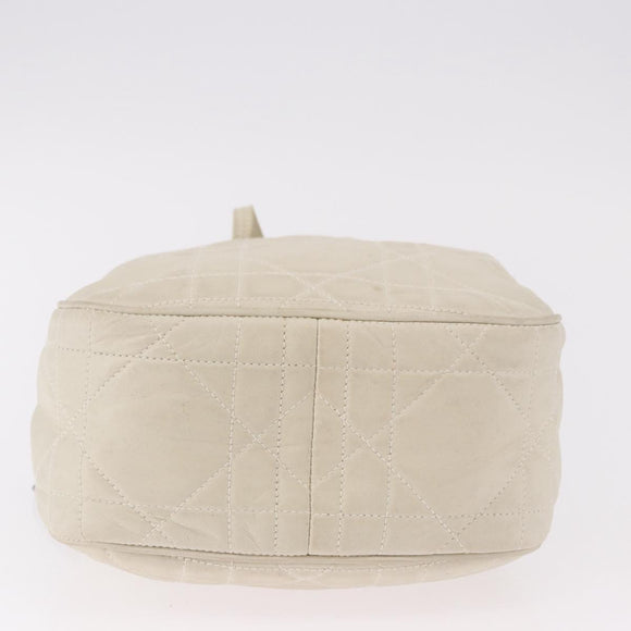 Christian Dior Purse Lady Dior Hand Bag Leather Ivory Auth 183372