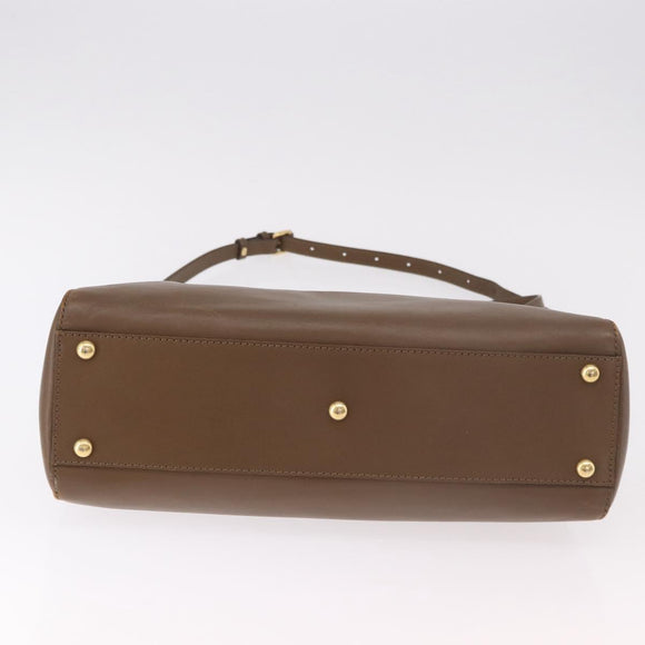 FENDI Peek A Boo Hand Bag Leather 2way Gold Brown Auth 183373A