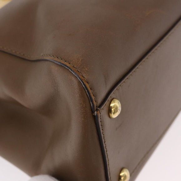 FENDI Peek A Boo Hand Bag Leather 2way Gold Brown Auth 183373A