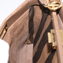 FENDI Peek A Boo Hand Bag Leather 2way Gold Brown Auth 183373A-25