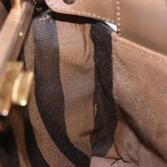 FENDI Peek A Boo Hand Bag Leather 2way Gold Brown Auth 183373A