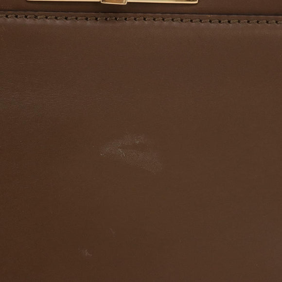 FENDI Peek A Boo Hand Bag Leather 2way Gold Brown Auth 183373A