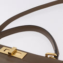 FENDI Peek A Boo Hand Bag Leather 2way Gold Brown Auth 183373A-14
