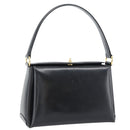 GUCCI Hand Bag Leather Black Gold Auth 183374-1