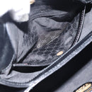 GUCCI Hand Bag Leather Black Gold Auth 183374-25