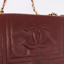 CHANEL Chain Shoulder Bag Lamb Skin Bordeaux Gold CC Auth 183375-18