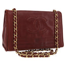 CHANEL Chain Shoulder Bag Lamb Skin Bordeaux Gold CC Auth 183375-1