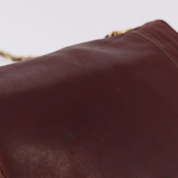CHANEL Chain Shoulder Bag Lamb Skin Bordeaux Gold CC Auth 183375