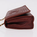 CHANEL Chain Shoulder Bag Lamb Skin Bordeaux Gold CC Auth 183375-5