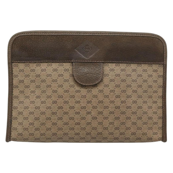 GUCCI Micro GG Supreme Clutch Bag PVC Beige Gold 67 039 5466 Auth 183376