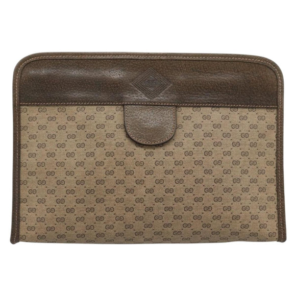 GUCCI Micro GG Supreme Clutch Bag PVC Beige Gold 67 039 5466 Auth 183376