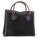 GUCCI Bamboo Tote Bag Suede Black Gold 002 2853 0260 0 Auth 183378-1