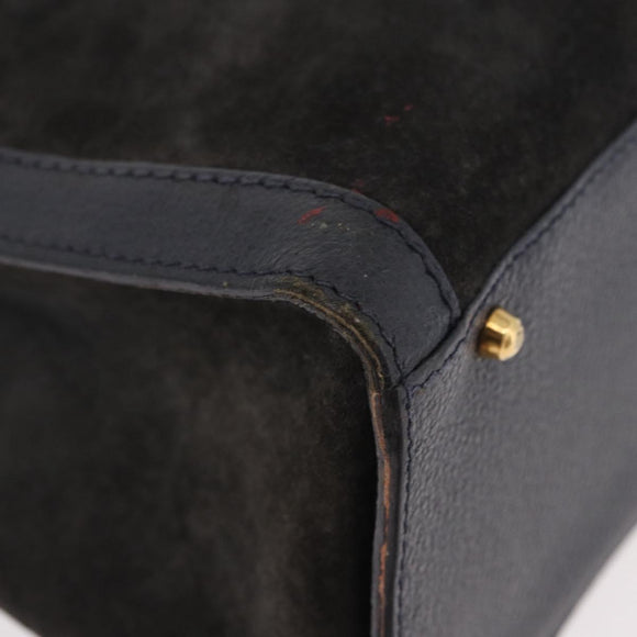 GUCCI Bamboo Tote Bag Suede Black Gold 002 2853 0260 0 Auth 183378
