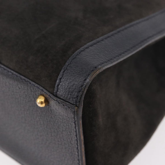 GUCCI Bamboo Tote Bag Suede Black Gold 002 2853 0260 0 Auth 183378