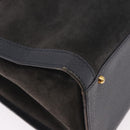 GUCCI Bamboo Tote Bag Suede Black Gold 002 2853 0260 0 Auth 183378-16