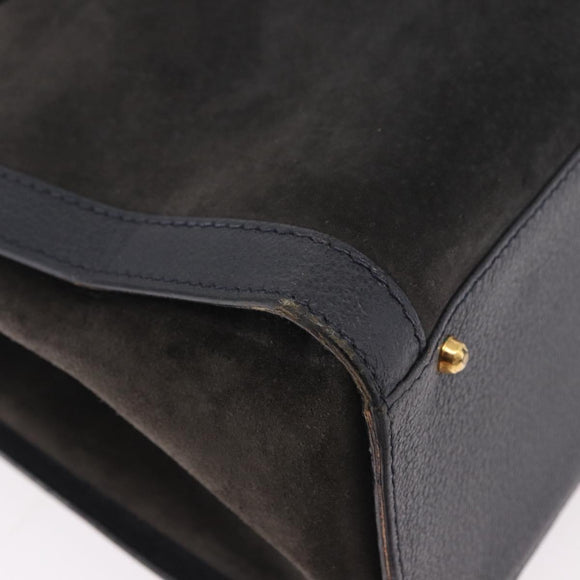 GUCCI Bamboo Tote Bag Suede Black Gold 002 2853 0260 0 Auth 183378