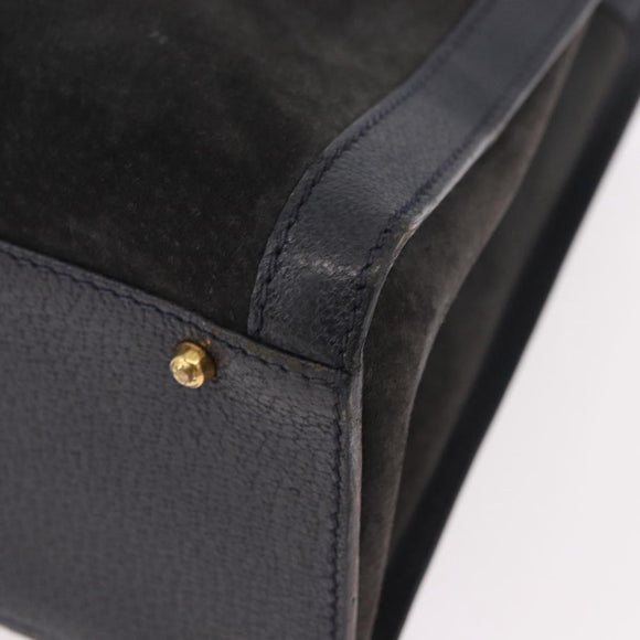 GUCCI Bamboo Tote Bag Suede Black Gold 002 2853 0260 0 Auth 183378