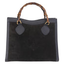 GUCCI Bamboo Tote Bag Suede Black Gold 002 2853 0260 0 Auth 183378-13