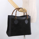 GUCCI Bamboo Tote Bag Suede Black Gold 002 2853 0260 0 Auth 183378-22