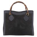 GUCCI Bamboo Tote Bag Suede Black Gold 002 2853 0260 0 Auth 183378-2