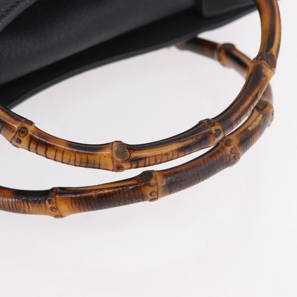 GUCCI Bamboo Tote Bag Suede Black Gold 002 2853 0260 0 Auth 183378