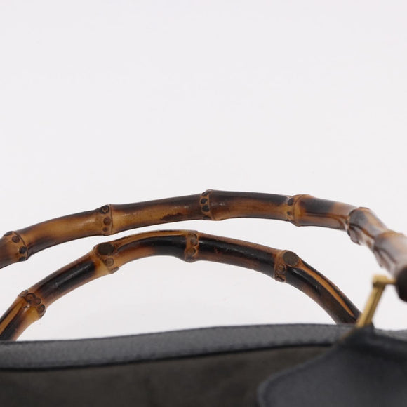GUCCI Bamboo Tote Bag Suede Black Gold 002 2853 0260 0 Auth 183378