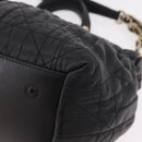 Christian Dior Lady Dior Handtasche Leder 2-Wege Schwarz Gold Auth 183380-19