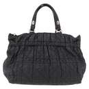 Christian Dior Lady Dior Hand Bag Leather 2way Black Gold Auth 183380-13