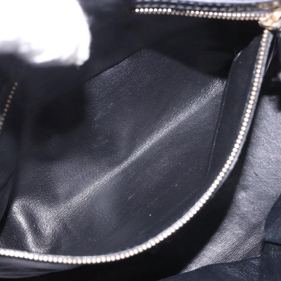 Christian Dior Lady Dior Hand Bag Leather 2way Black Gold Auth 183380