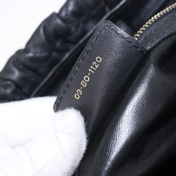 Christian Dior Lady Dior Handtasche Leder 2-Wege Schwarz Gold Auth 183380