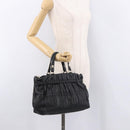 Christian Dior Lady Dior Handtasche Leder 2-Wege Schwarz Gold Auth 183380-28