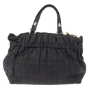 Christian Dior Lady Dior Handtasche Leder 2-Wege Schwarz Gold Auth 183380-2