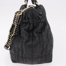 Christian Dior Lady Dior Handtasche Leder 2-Wege Schwarz Gold Auth 183380-3