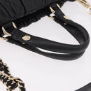 Christian Dior Lady Dior Handtasche Leder 2-Wege Schwarz Gold Auth 183380-9
