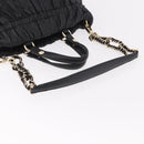 Christian Dior Lady Dior Handtasche Leder 2-Wege Schwarz Gold Auth 183380-10