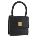CELINE Hand Bag Leather Black Gold Auth 183388A-1