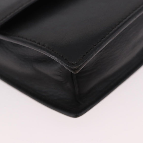 CELINE Hand Bag Leather Black Gold Auth 183388A