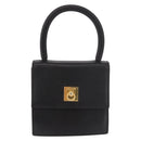 CELINE Hand Bag Leather Black Gold Auth 183388A-13