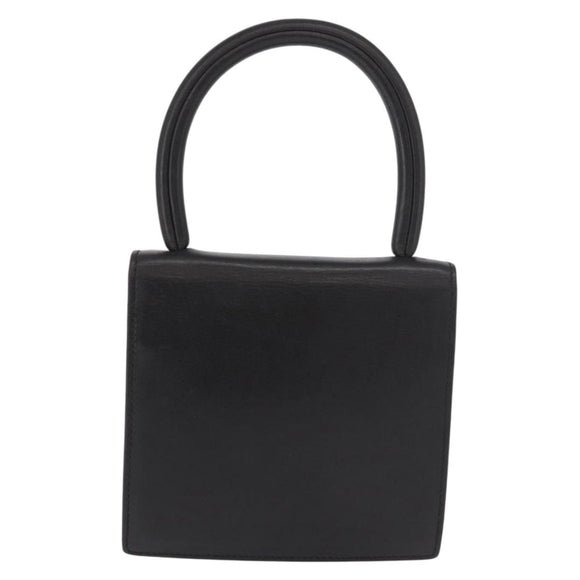 CELINE Hand Bag Leather Black Gold Auth 183388A