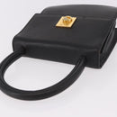 CELINE Hand Bag Leather Black Gold Auth 183388A-6