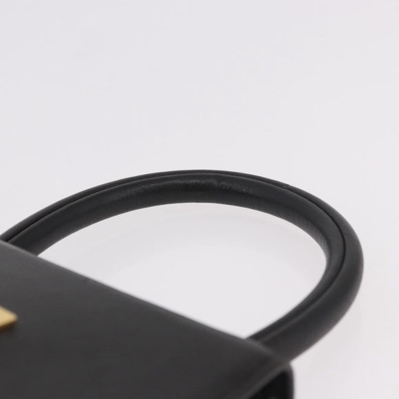 CELINE Hand Bag Leather Black Gold Auth 183388A