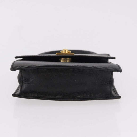 CELINE Hand Bag Leather Black Gold Auth 183388A