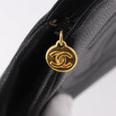 CHANEL Pouch Caviar Skin Black Gold CC Auth 183391-8