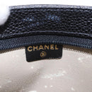 CHANEL Pouch Caviar Skin Black Gold CC Auth 183391-9