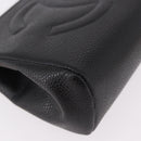 CHANEL Pouch Caviar Skin Black Gold CC Auth 183391-7