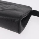 CHANEL Pouch Caviar Skin Black Gold CC Auth 183391-14