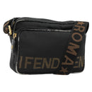 FENDI Shoulder Bag Canvas Black Gold Auth 183392-1