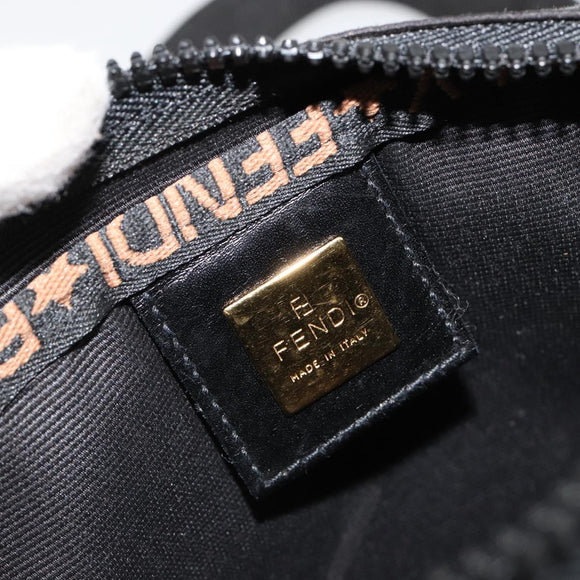 FENDI Shoulder Bag Canvas Black Gold Auth 183392