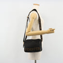 FENDI Shoulder Bag Canvas Black Gold Auth 183392-22